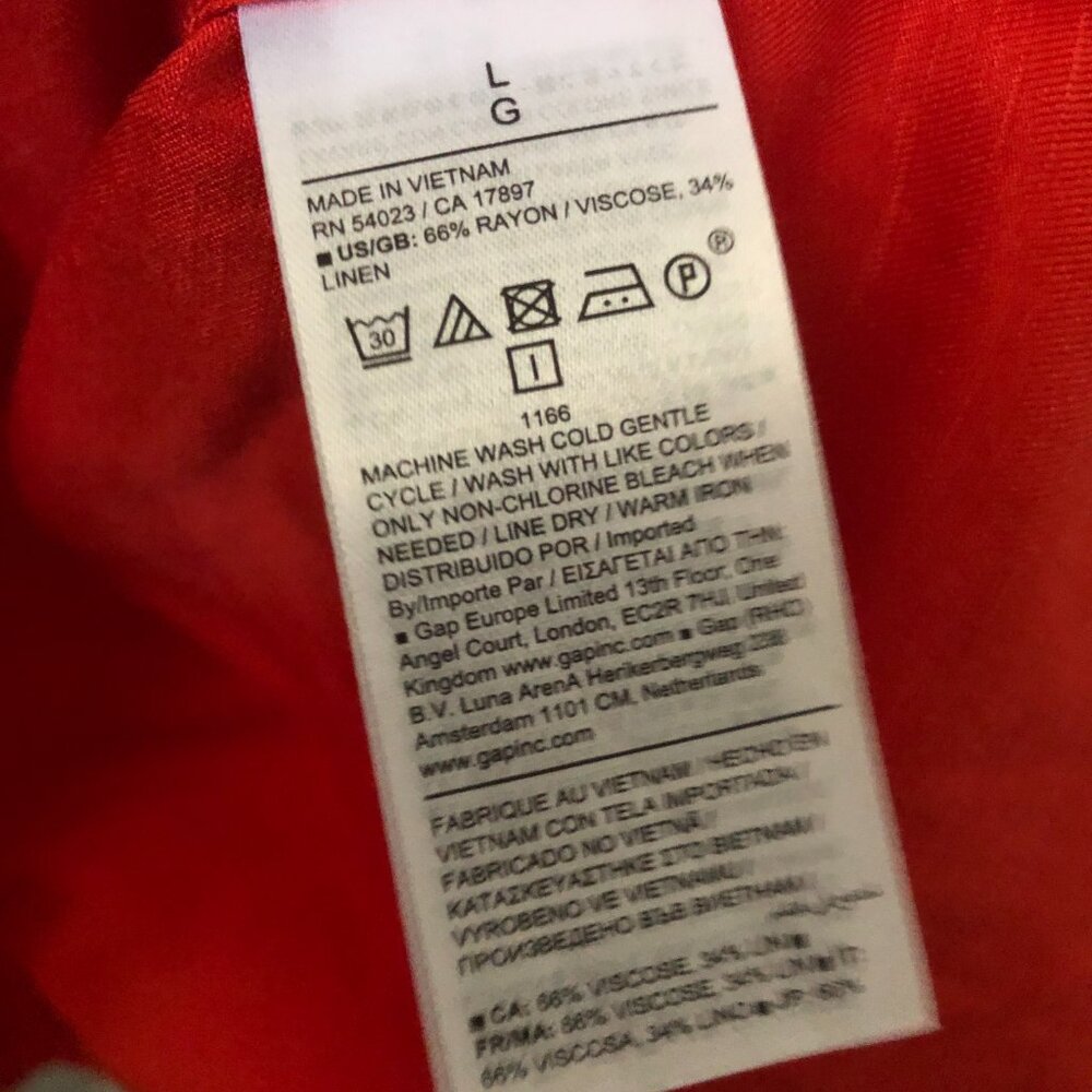 BANANA REPUBLIC MINI DRESS BLOOD ORANGE LINEN VISCOSE OVERSIZED L NWOT - Picture 7 of 7
